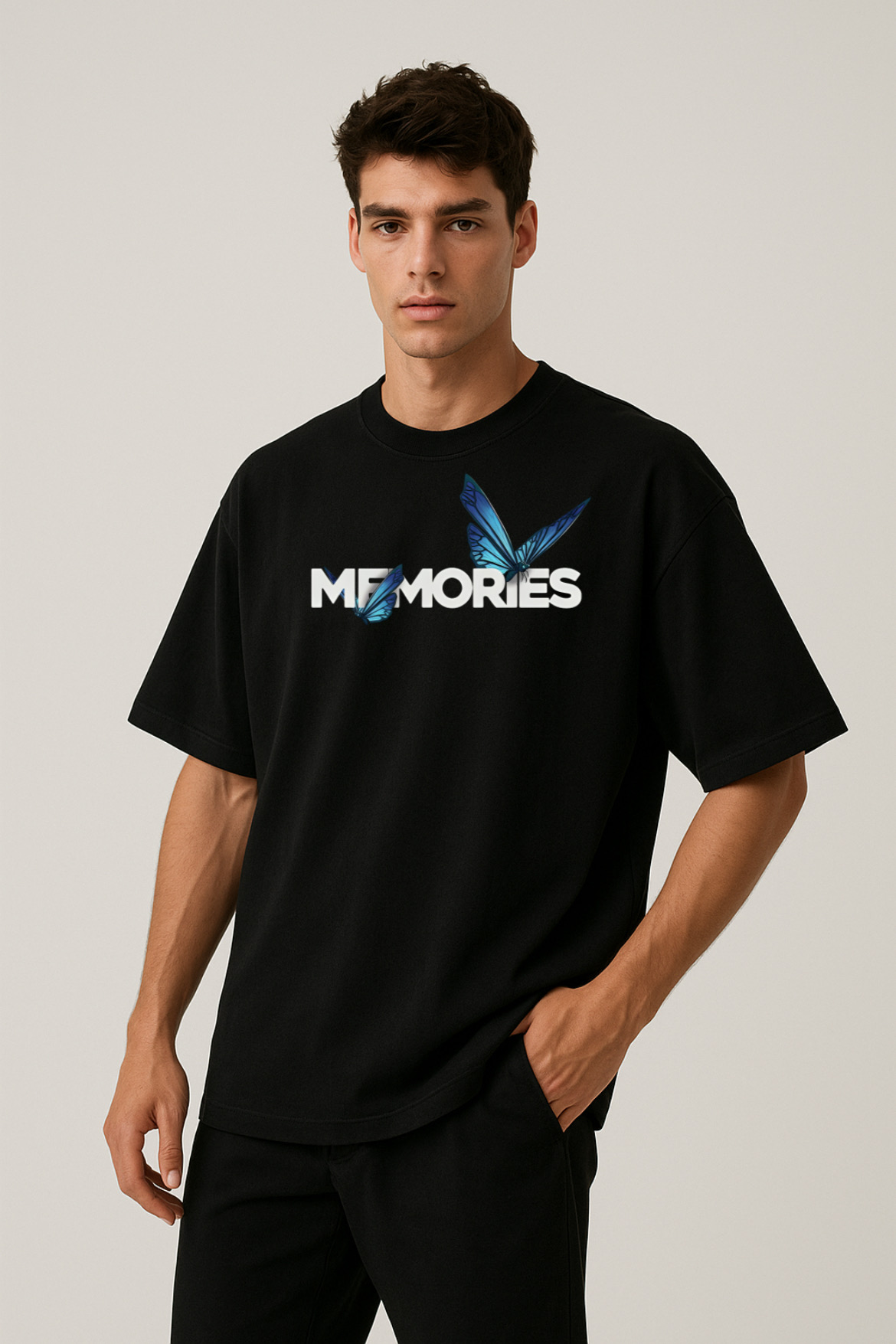 Stylish Butterfly Design Oversized T-shirt