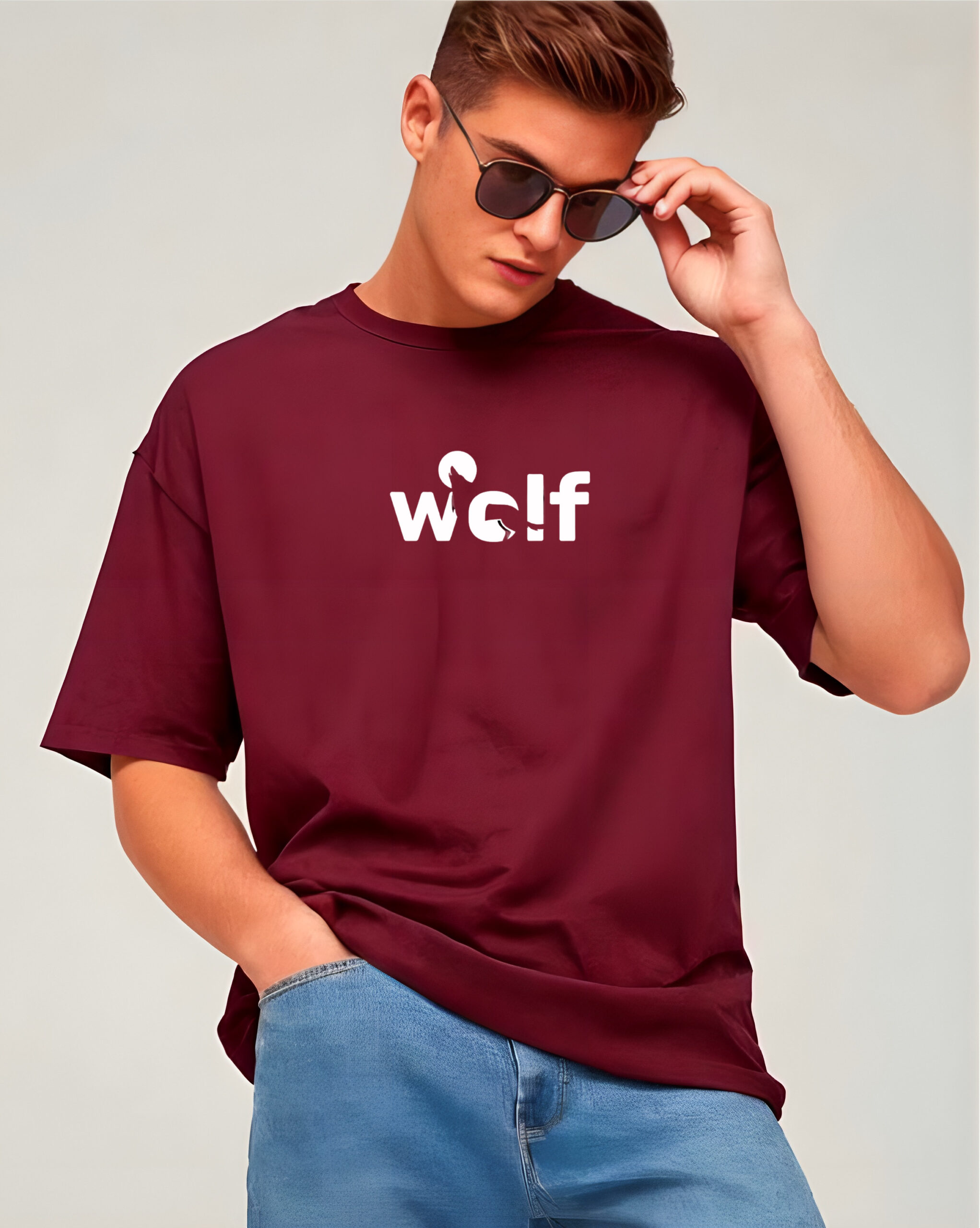 Animal Inspired Wolf Design Oversized T-shirt