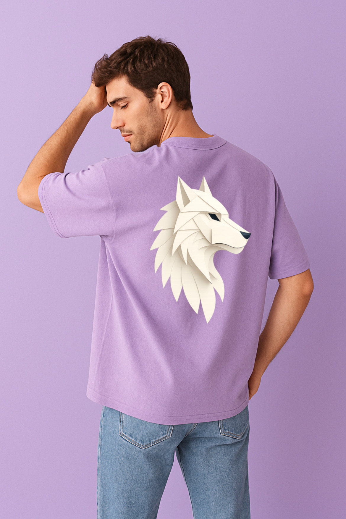 Animal Inspired Wolf Design Oversized T-shirt - Image 9