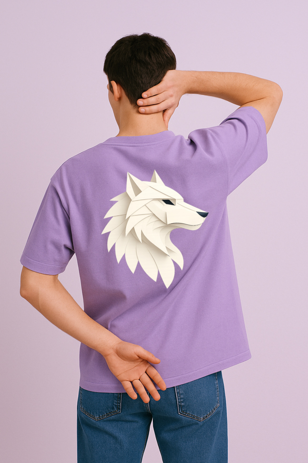 Animal Inspired Wolf Design Oversized T-shirt - Image 7