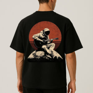 Musical Astronaut Graphic Design Oversized T-shirt