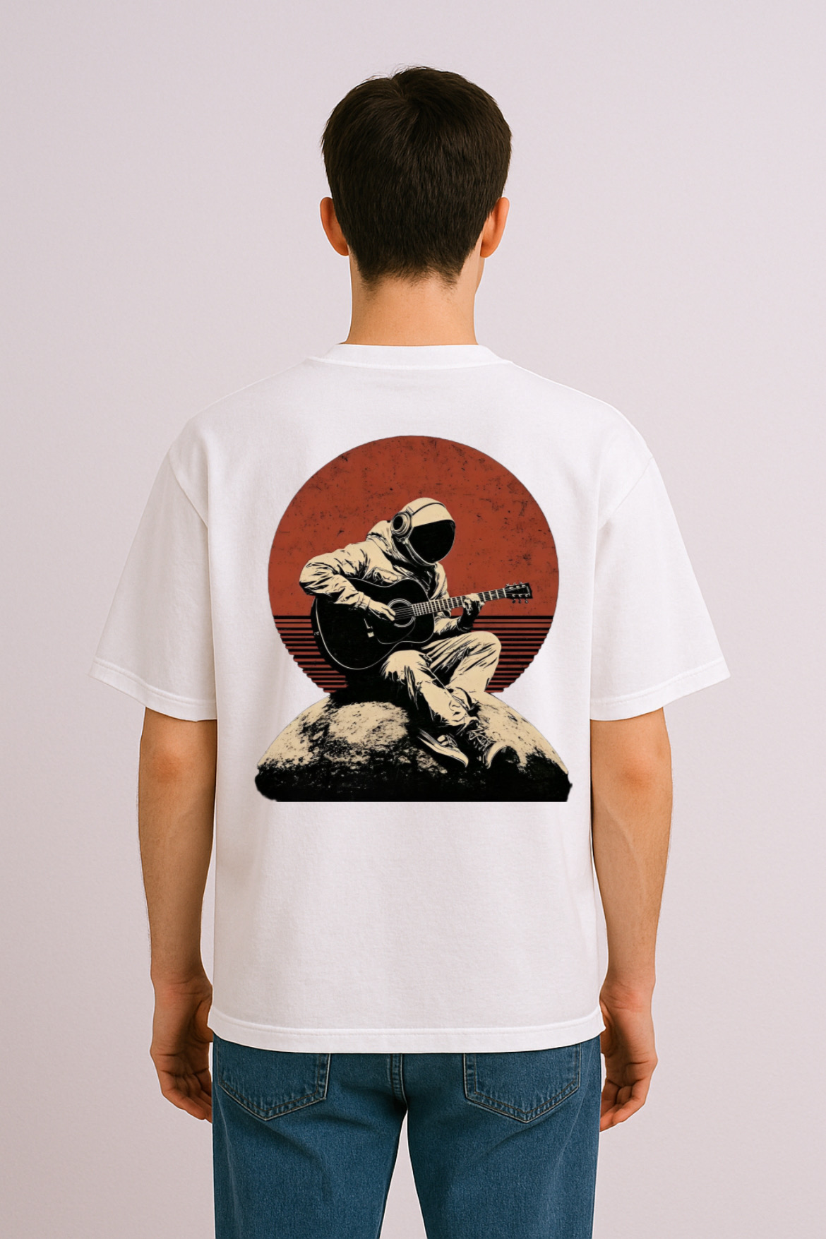 Musical Astronaut Graphic Design Oversized T-shirt - Image 8