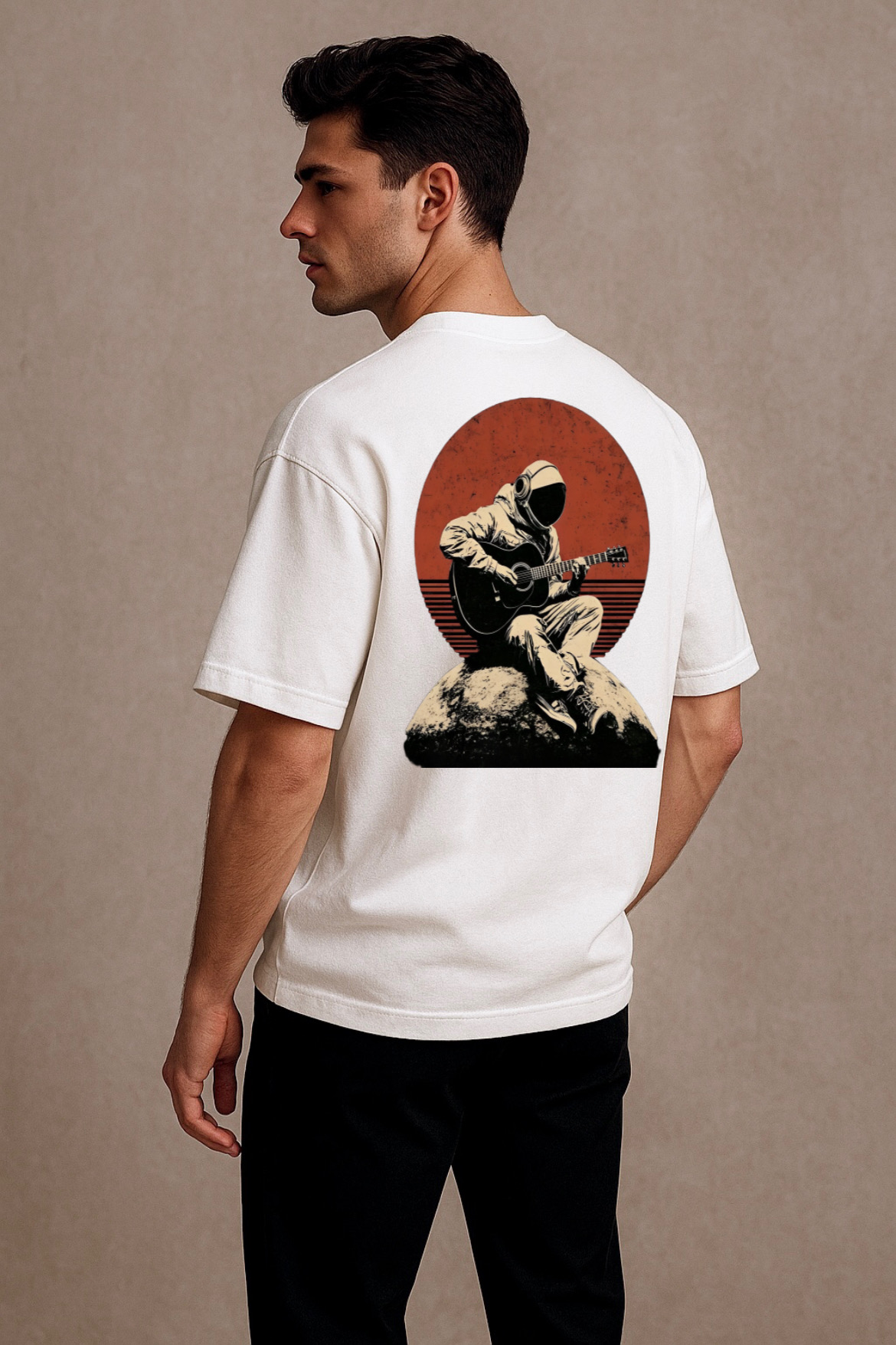 Musical Astronaut Graphic Design Oversized T-shirt - Image 6