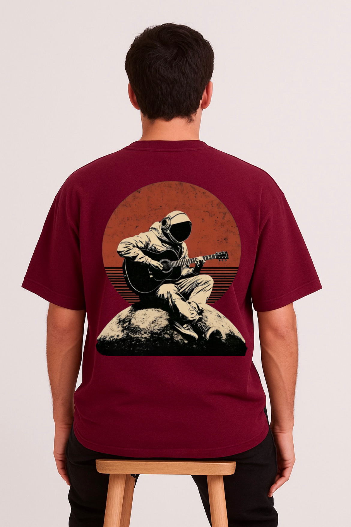 Musical Astronaut Graphic Design Oversized T-shirt - Image 10