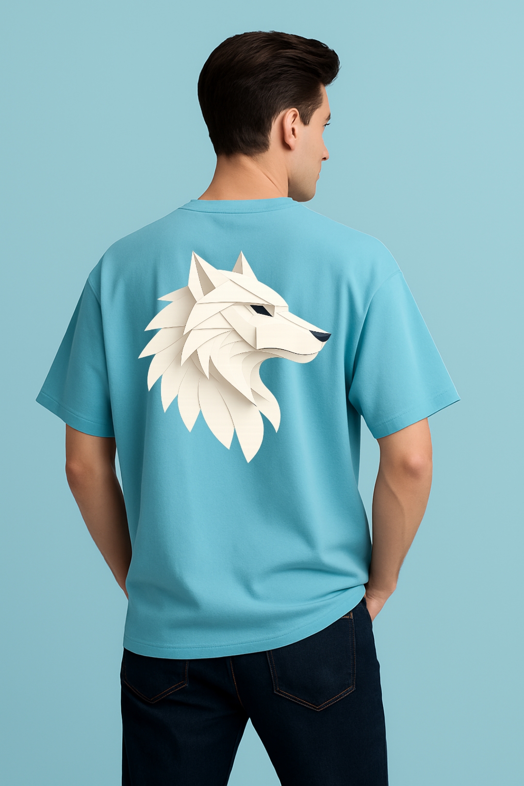 Animal Inspired Wolf Design Oversized T-shirt - Image 19