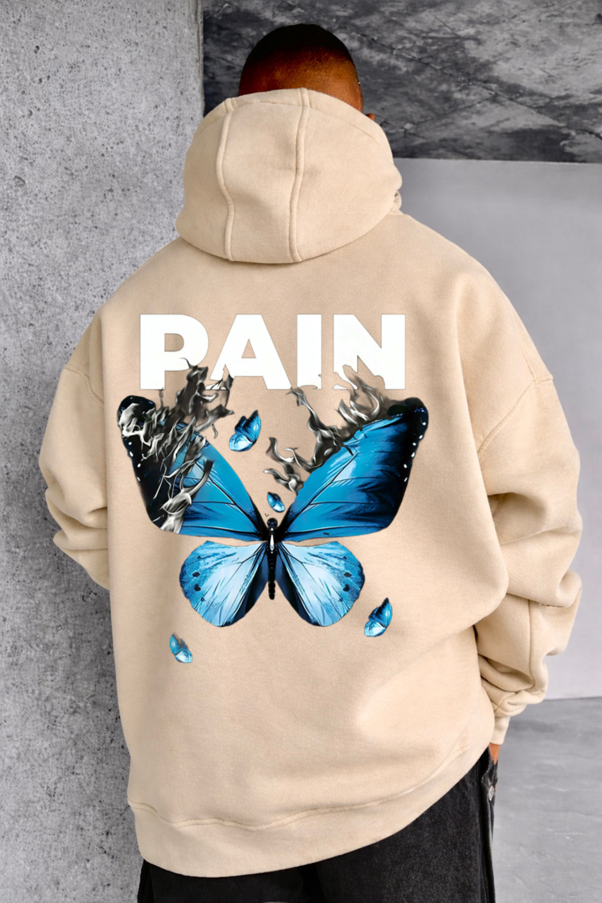 Beautiful Blue Butterfly Designed Oversized Hoodie - Image 4