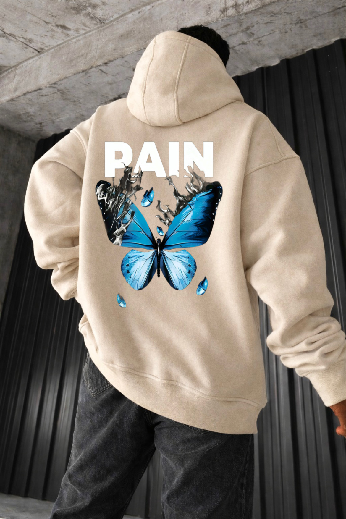 Beautiful Blue Butterfly Designed Oversized Hoodie