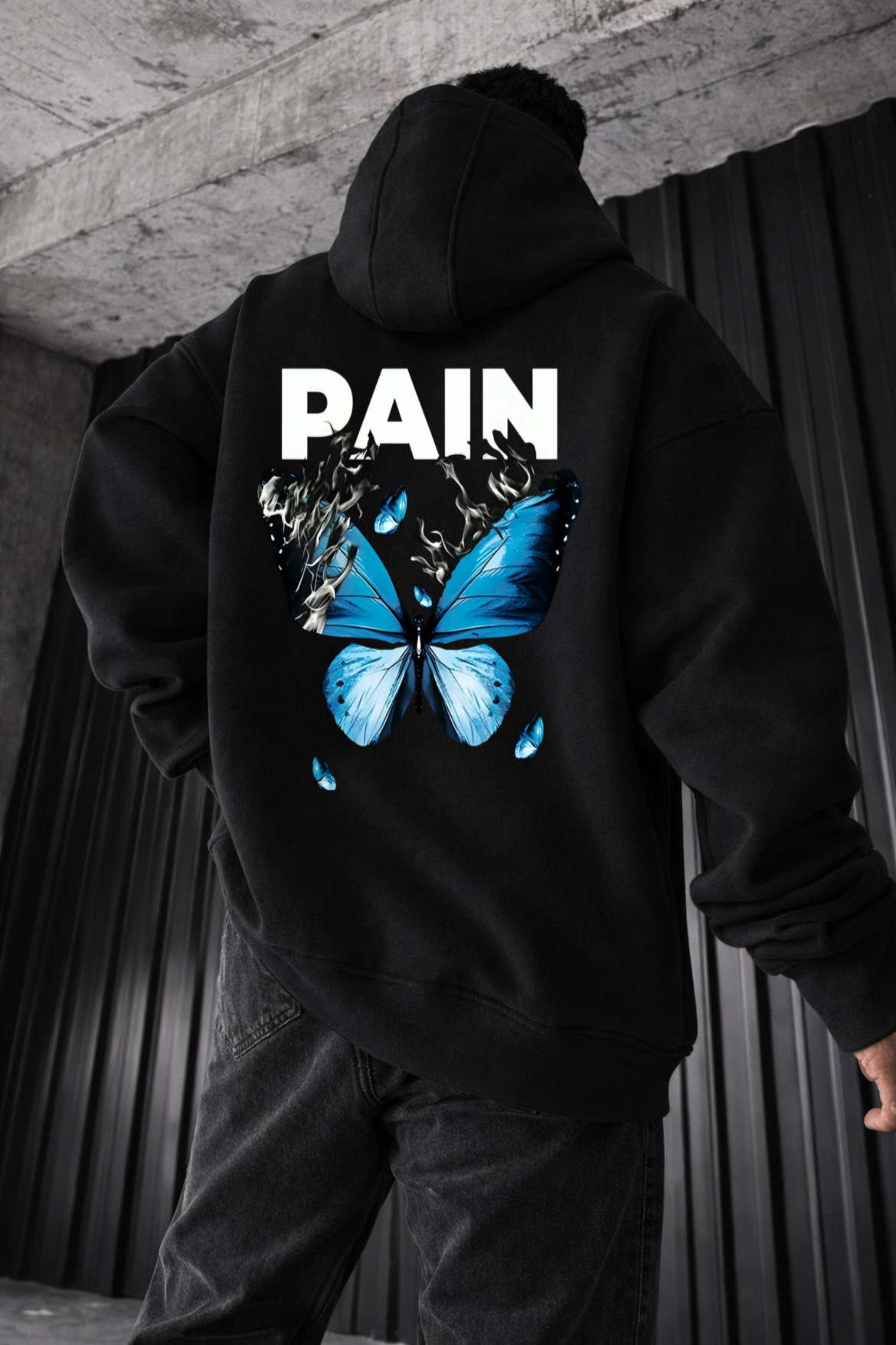 Beautiful Blue Butterfly Designed Oversized Hoodie - Image 6