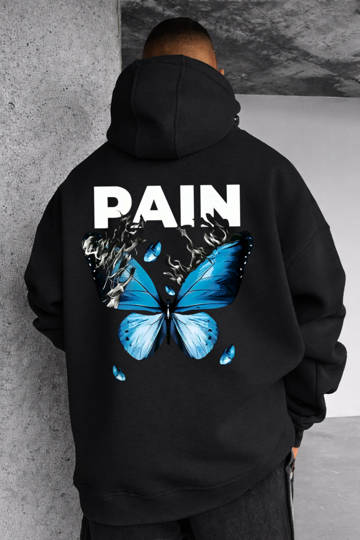 Beautiful Blue Butterfly Designed Oversized Hoodie - Image 8