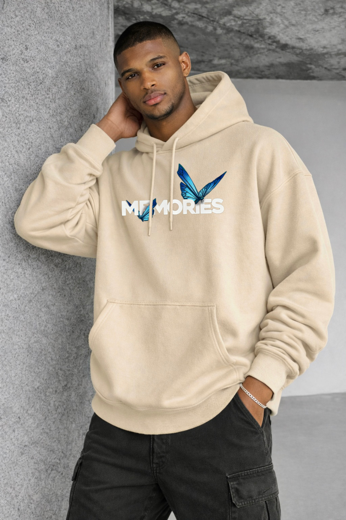 Beautiful Blue Butterfly Designed Oversized Hoodie - Image 3