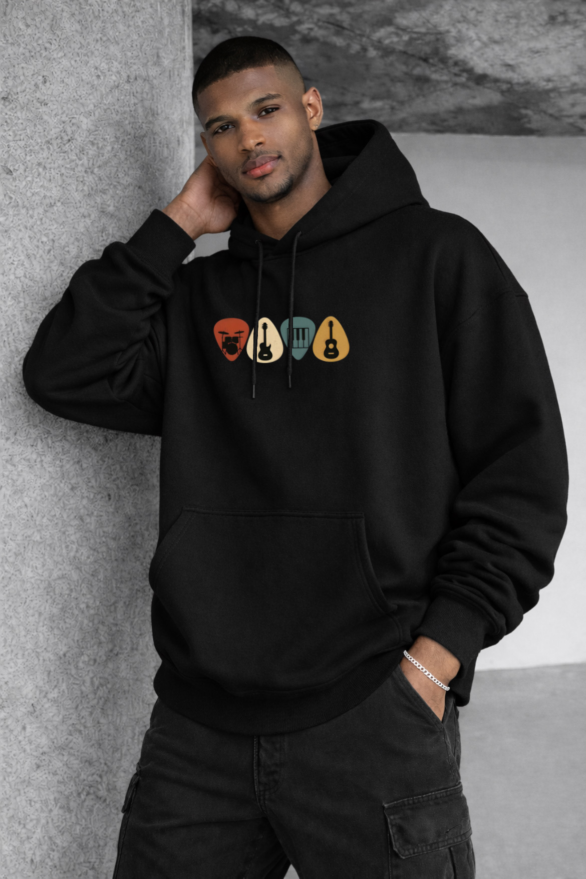 Musical Astronaut Designed Oversized Hoodie - Image 13