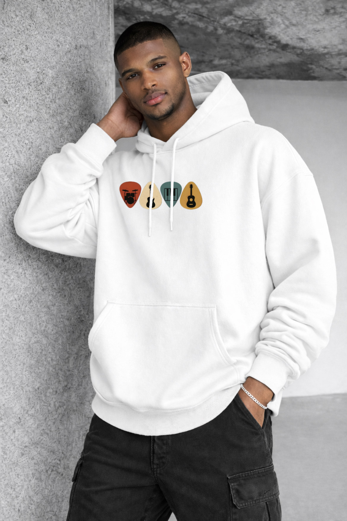 Musical Astronaut Designed Oversized Hoodie - Image 9