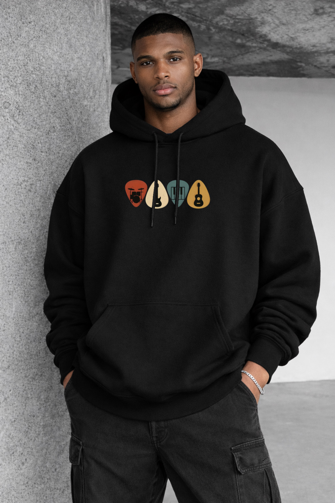 Musical Astronaut Designed Oversized Hoodie - Image 11