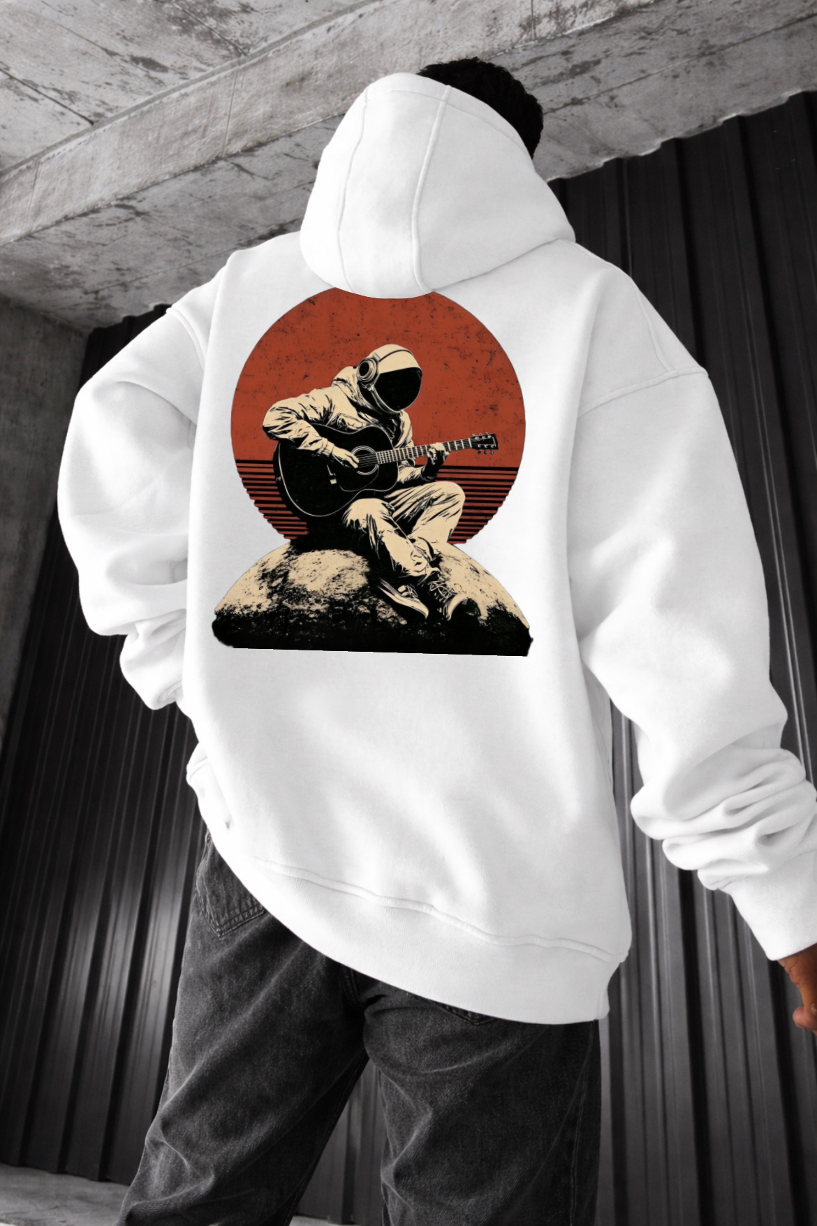 Musical Astronaut Designed Oversized Hoodie - Image 8