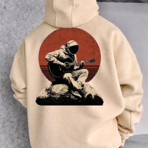 Musical Astronaut Designed Oversized Hoodie
