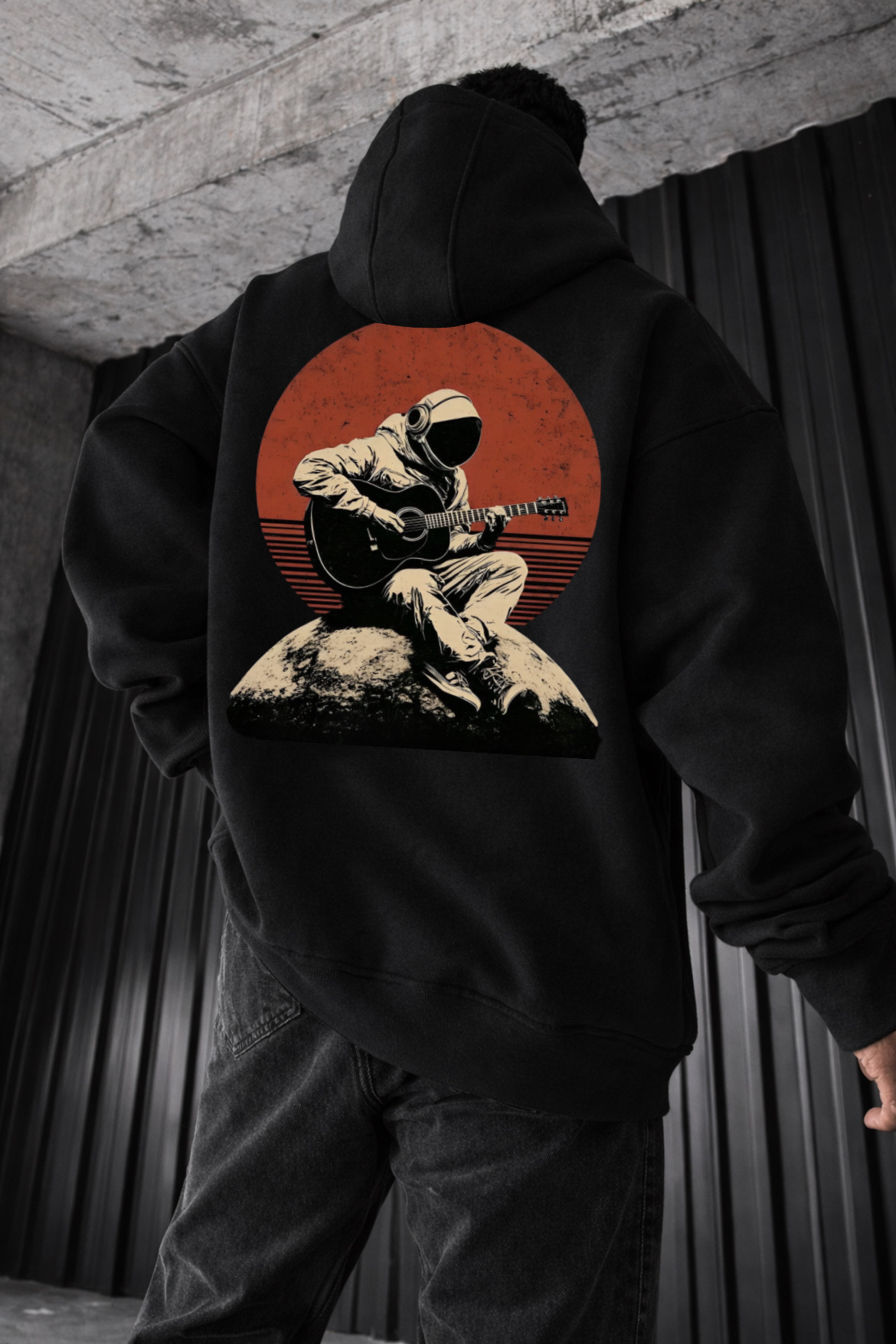 Musical Astronaut Designed Oversized Hoodie - Image 12