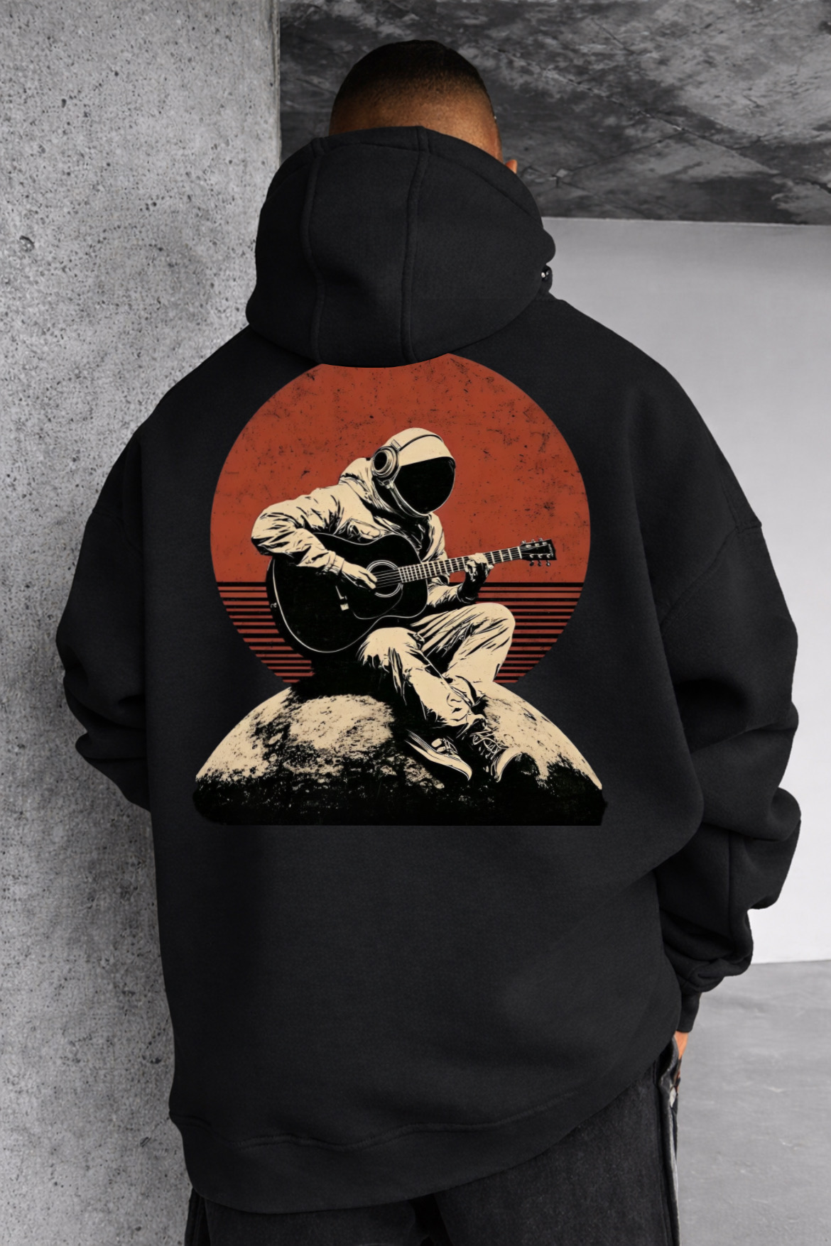 Musical Astronaut Designed Oversized Hoodie - Image 10