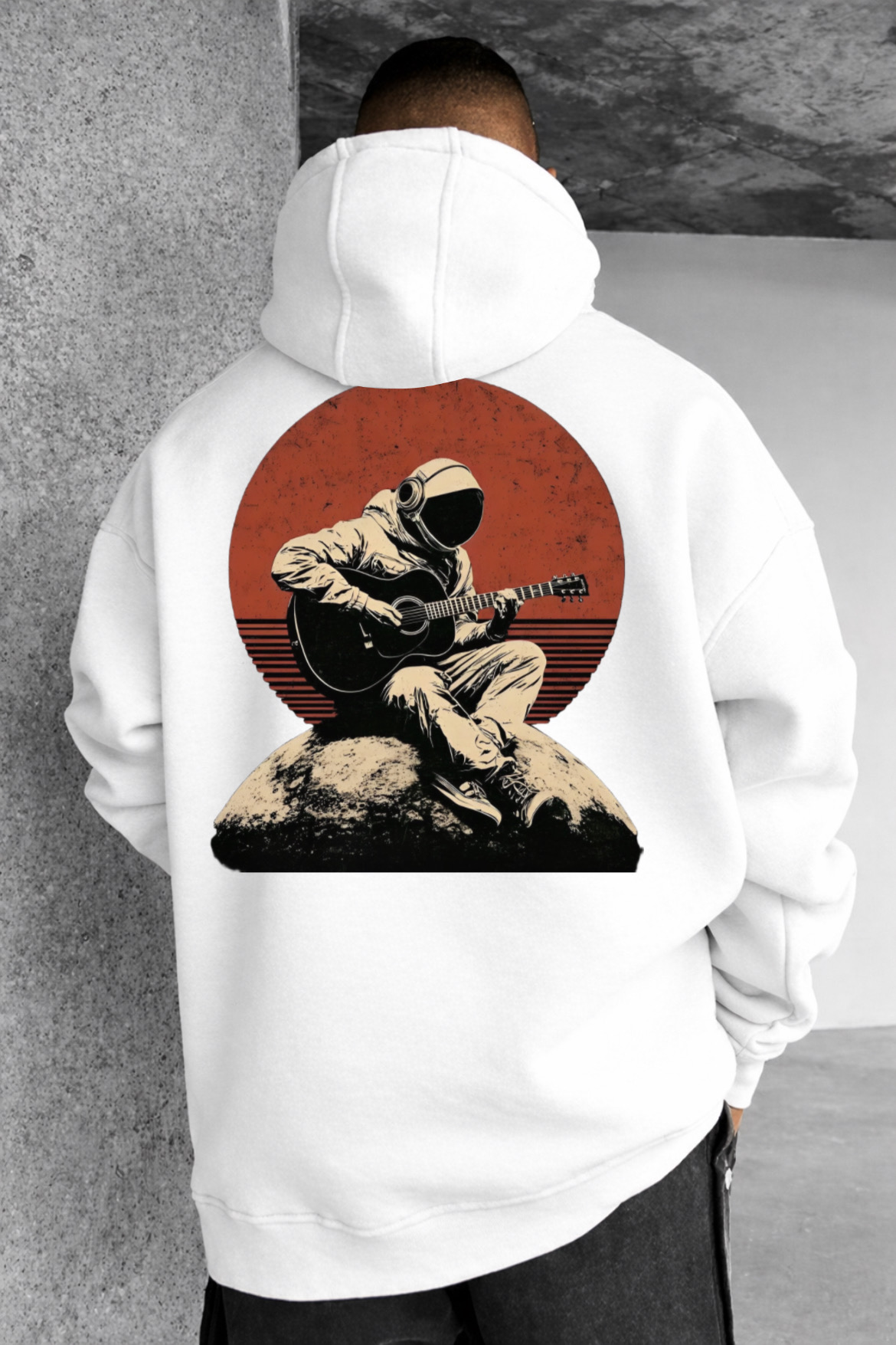 Musical Astronaut Designed Oversized Hoodie - Image 6