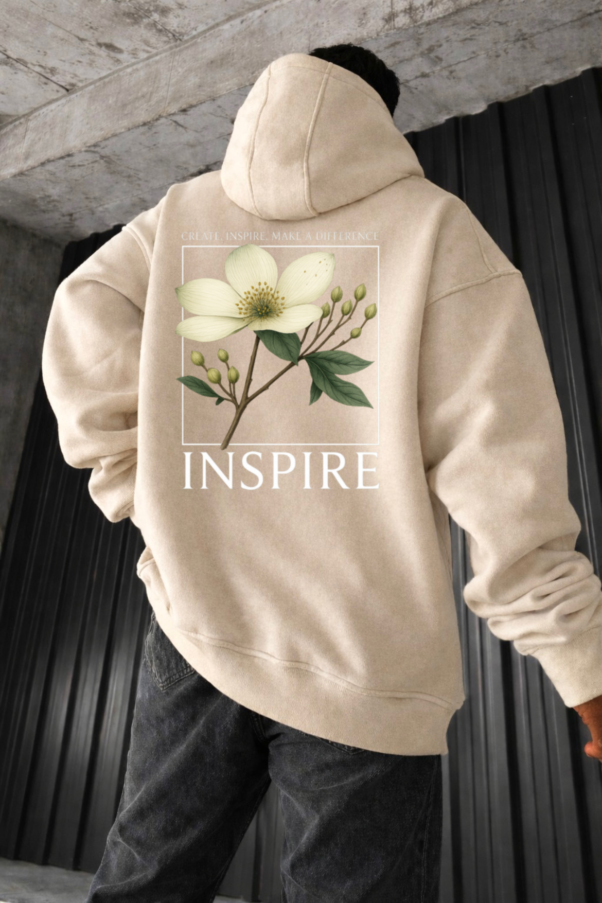 Flora Inspired Design Oversized Hoodie
