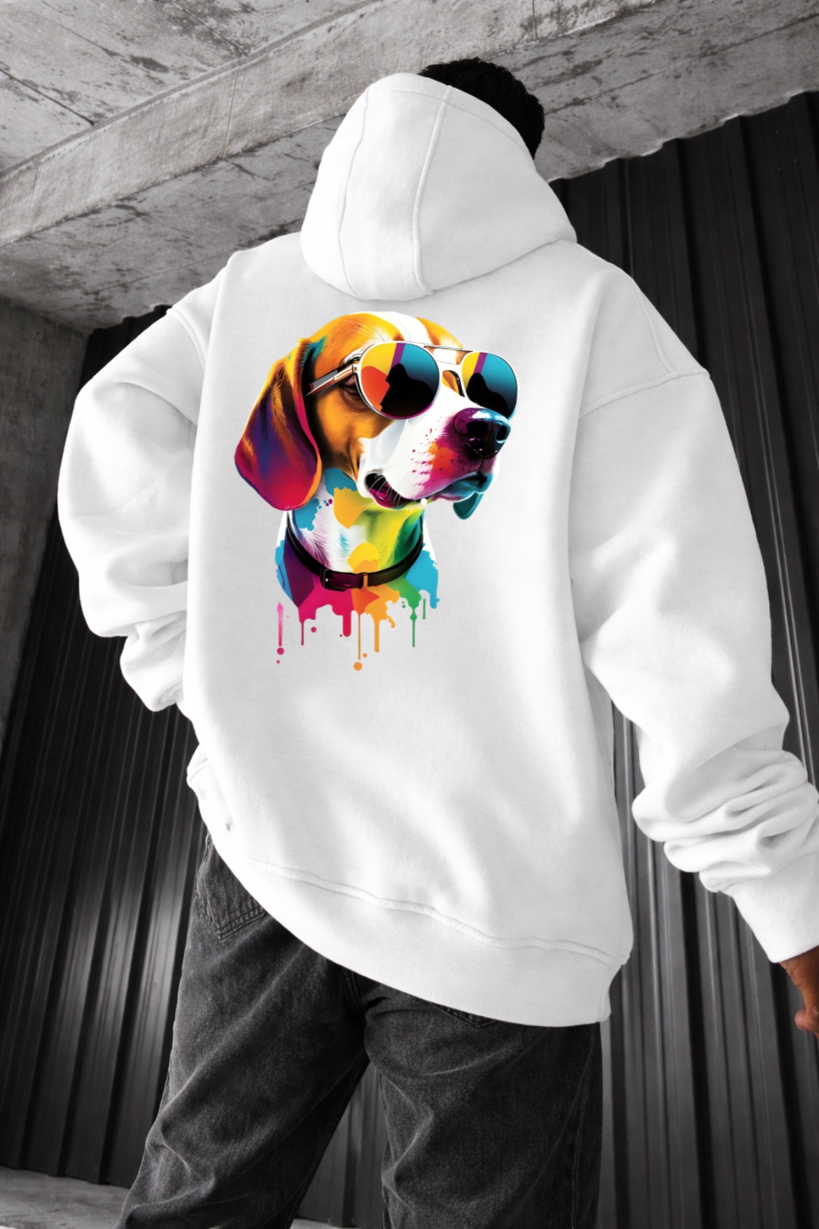 Dog and Paw Designed Oversized Hoodie - Image 10