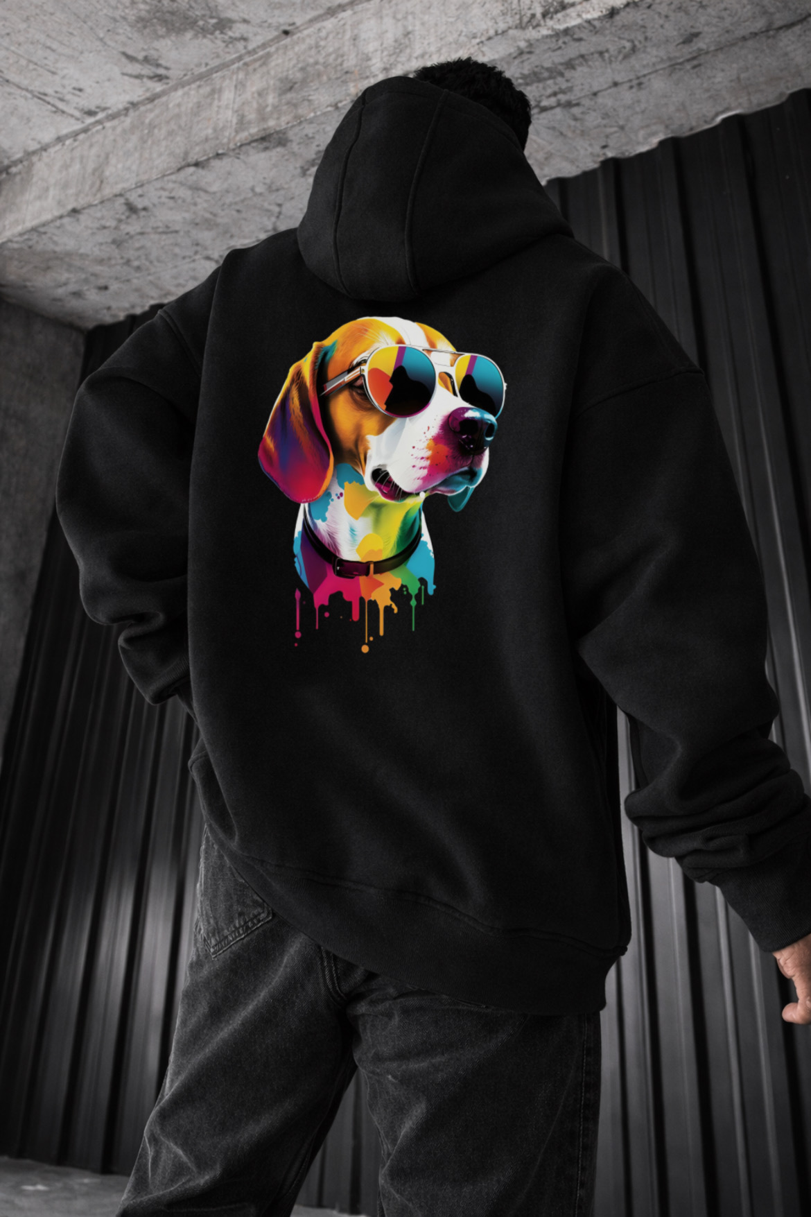 Dog and Paw Designed Oversized Hoodie