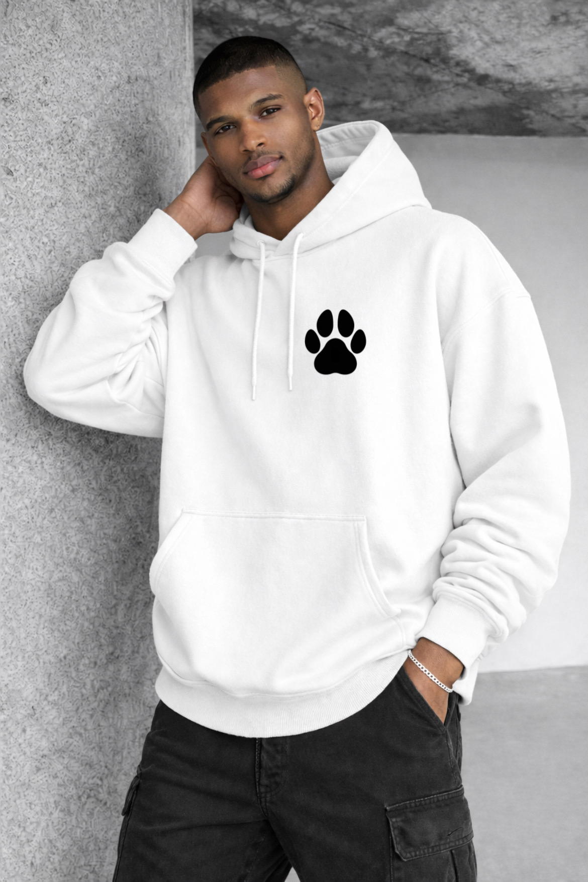 Dog and Paw Designed Oversized Hoodie - Image 11