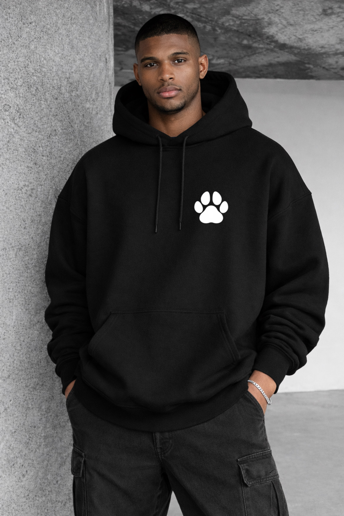 Dog and Paw Designed Oversized Hoodie - Image 5