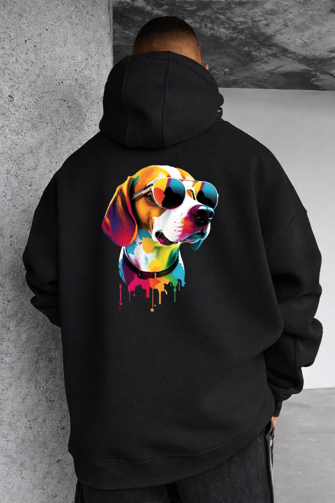 Dog and Paw Designed Oversized Hoodie - Image 4