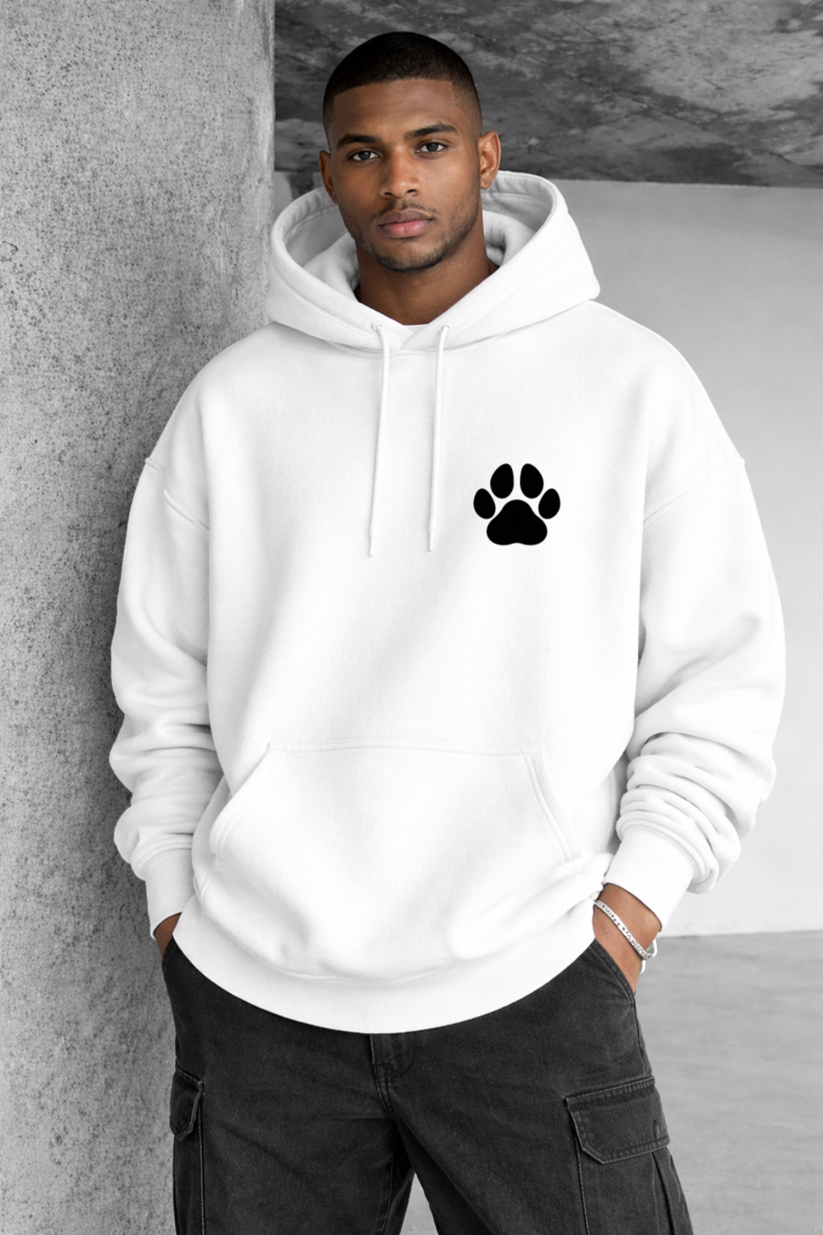 Dog and Paw Designed Oversized Hoodie - Image 13
