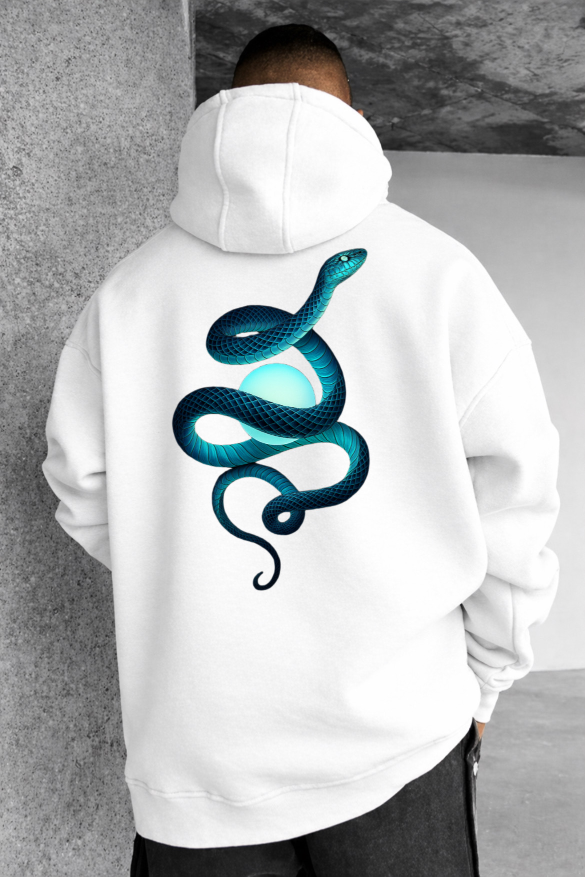 Blue Serpent Designed Oversized Hoodie - Image 12
