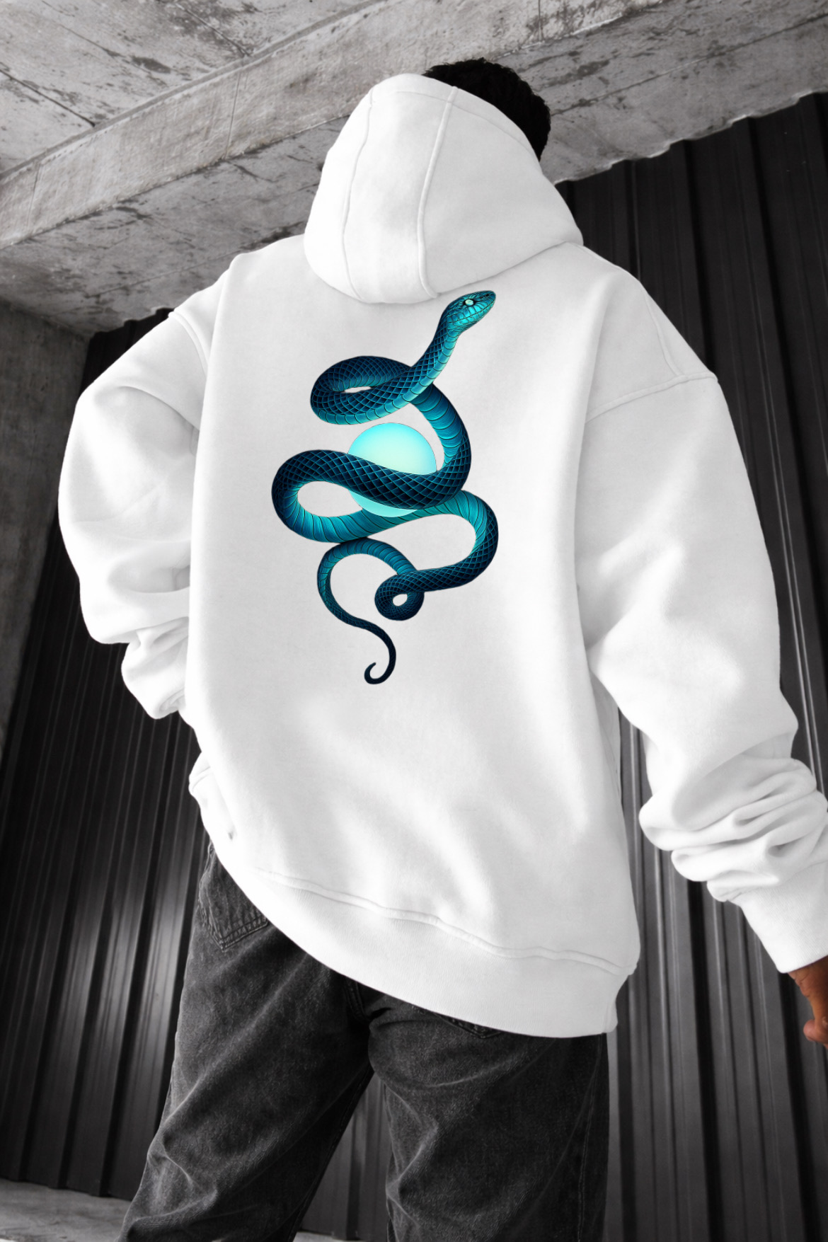Blue Serpent Designed Oversized Hoodie - Image 10