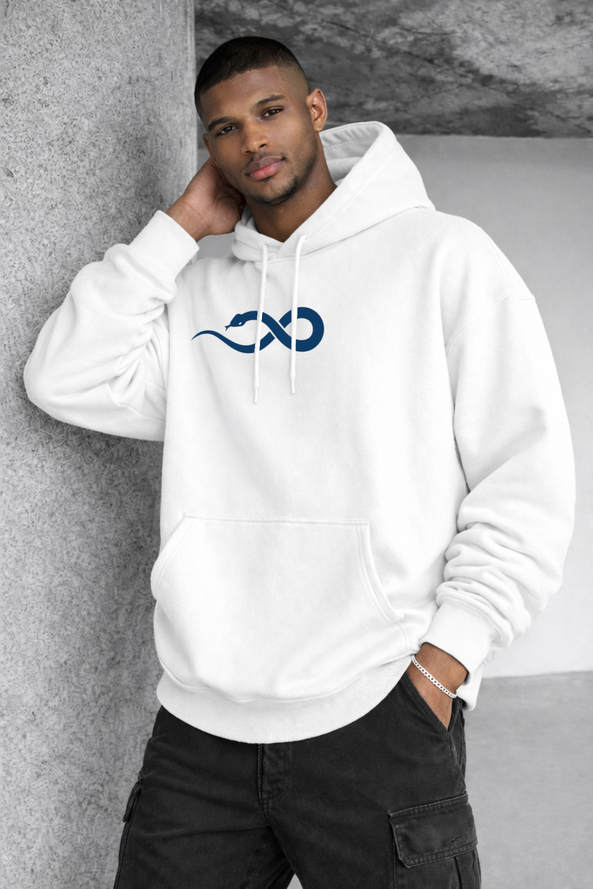 Blue Serpent Designed Oversized Hoodie - Image 11