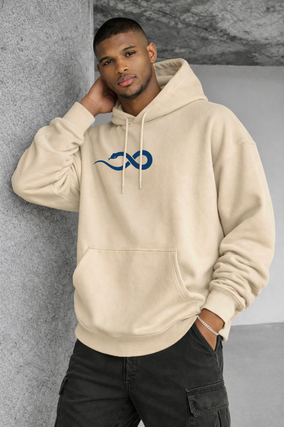 Blue Serpent Designed Oversized Hoodie - Image 7