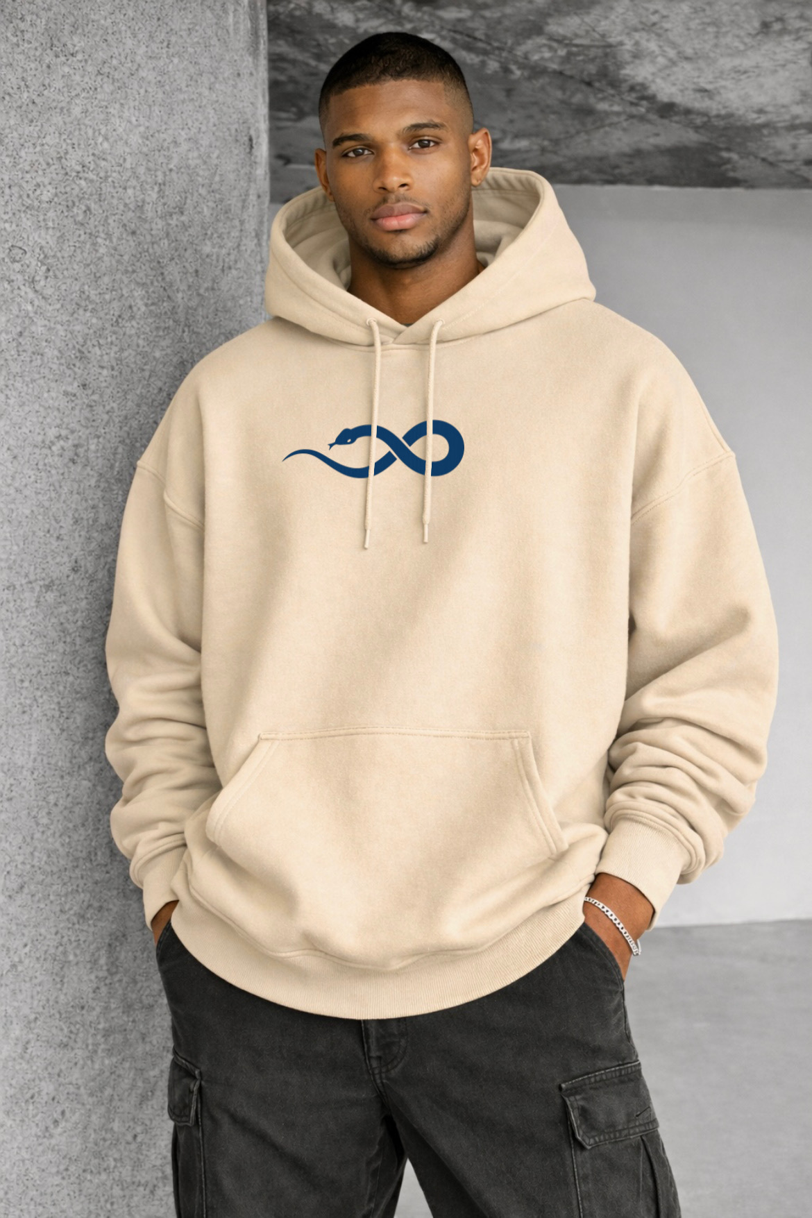 Blue Serpent Designed Oversized Hoodie - Image 9