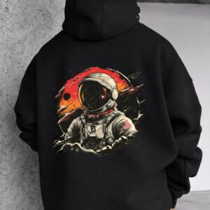 Astronaut and Moon Designed Oversized Hoodie