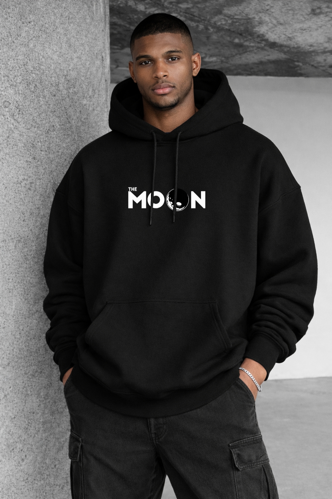 Astronaut and Moon Designed Oversized Hoodie - Image 3