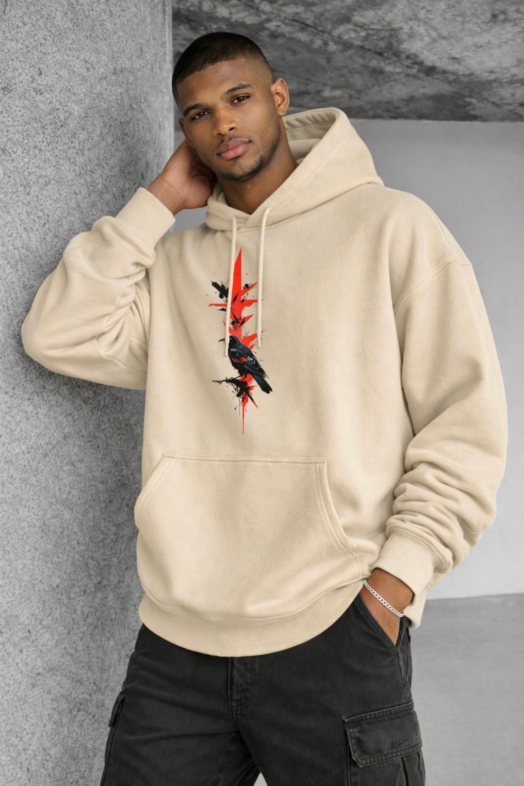 Wolf and Red Moon Designed Oversized Hoodie - Image 11