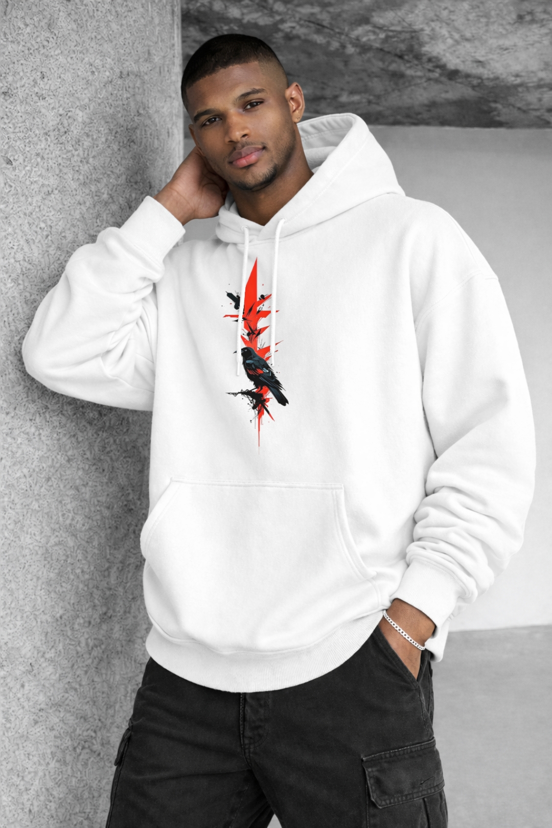 Wolf and Red Moon Designed Oversized Hoodie - Image 7