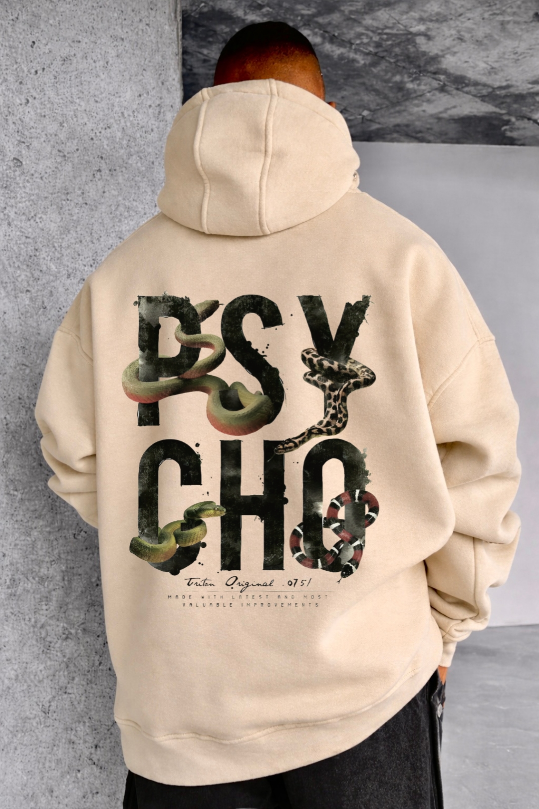 Psycho and Snake Designed Oversized Hoodie - Image 4
