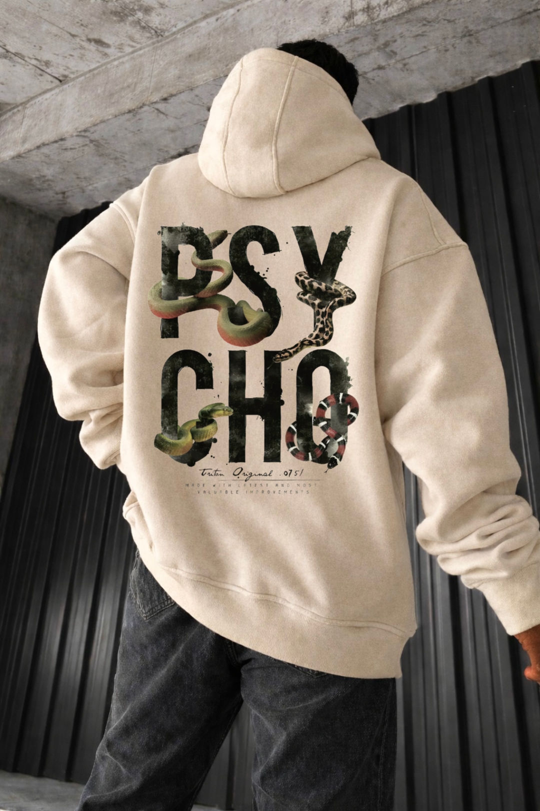 Psycho and Snake Designed Oversized Hoodie
