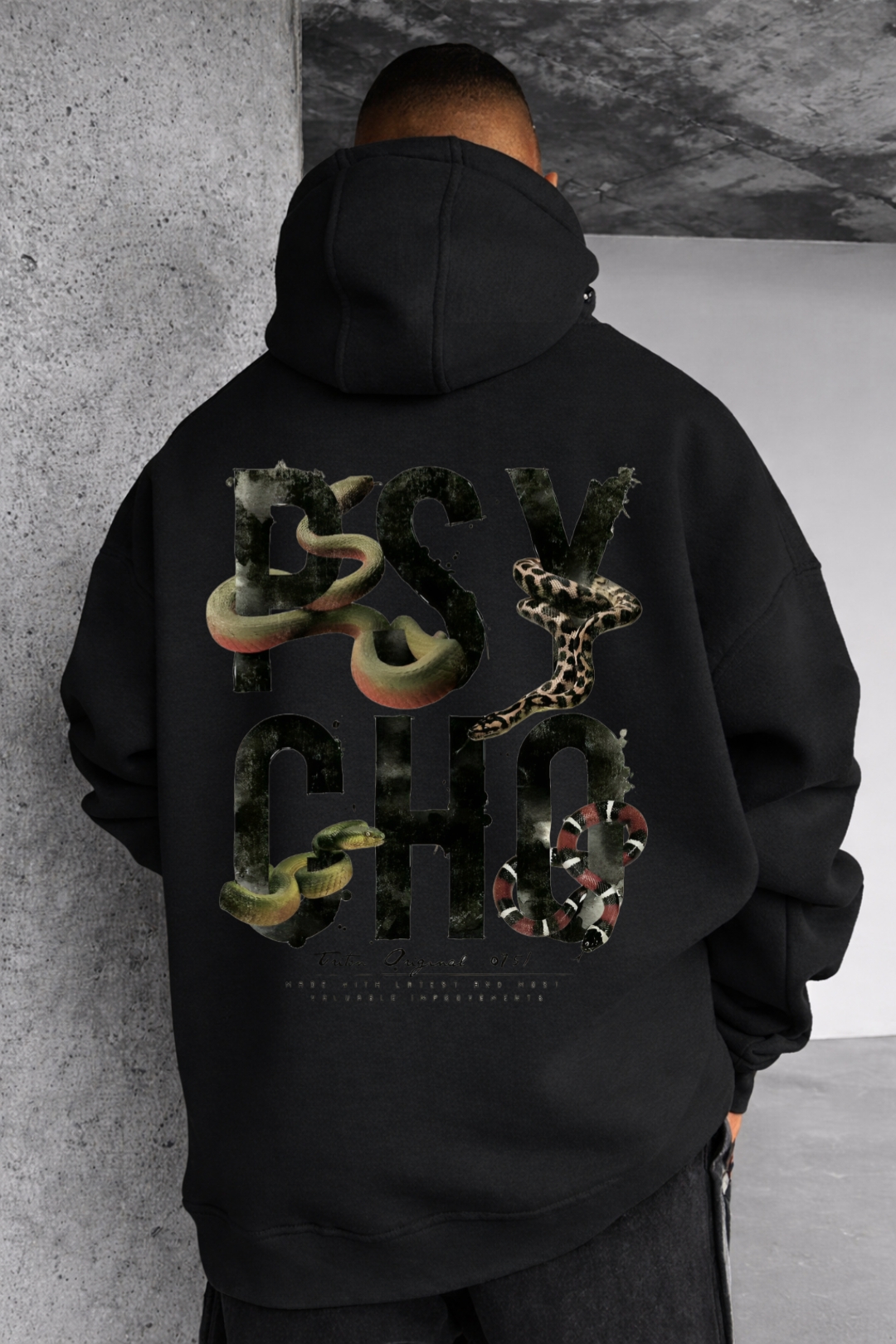 Psycho and Snake Designed Oversized Hoodie - Image 8