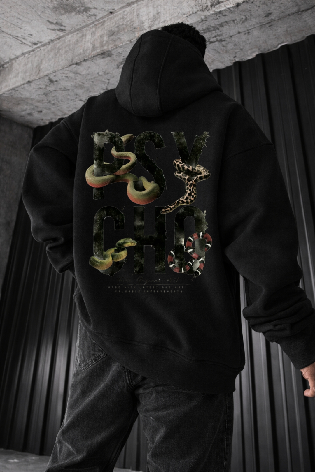 Psycho and Snake Designed Oversized Hoodie - Image 6