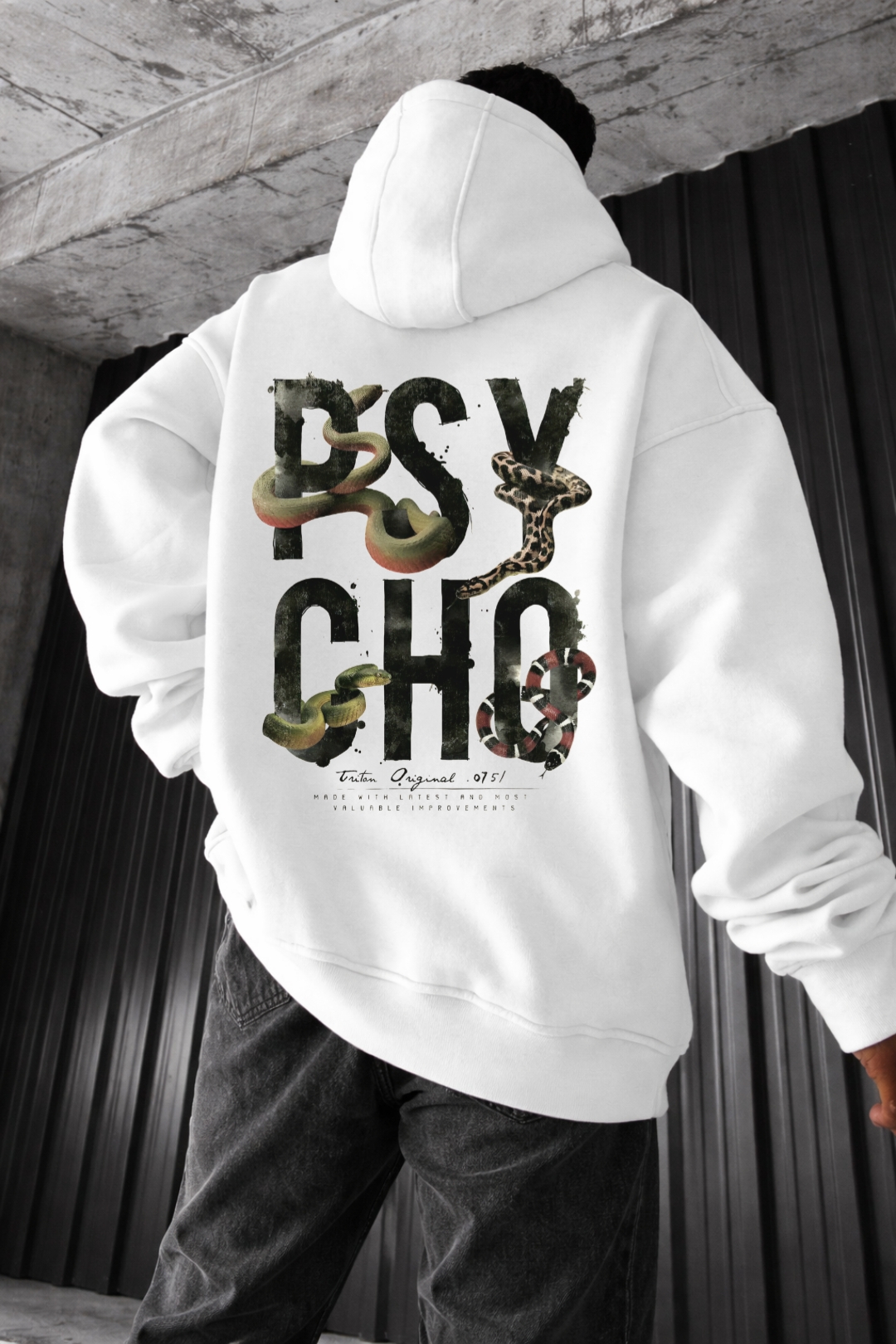 Psycho and Snake Designed Oversized Hoodie - Image 10