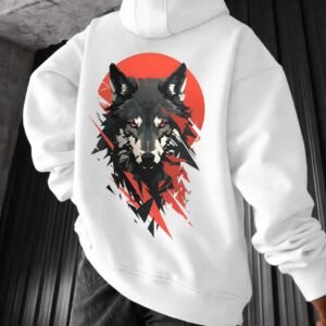 Wolf and Red Moon Designed Oversized Articles