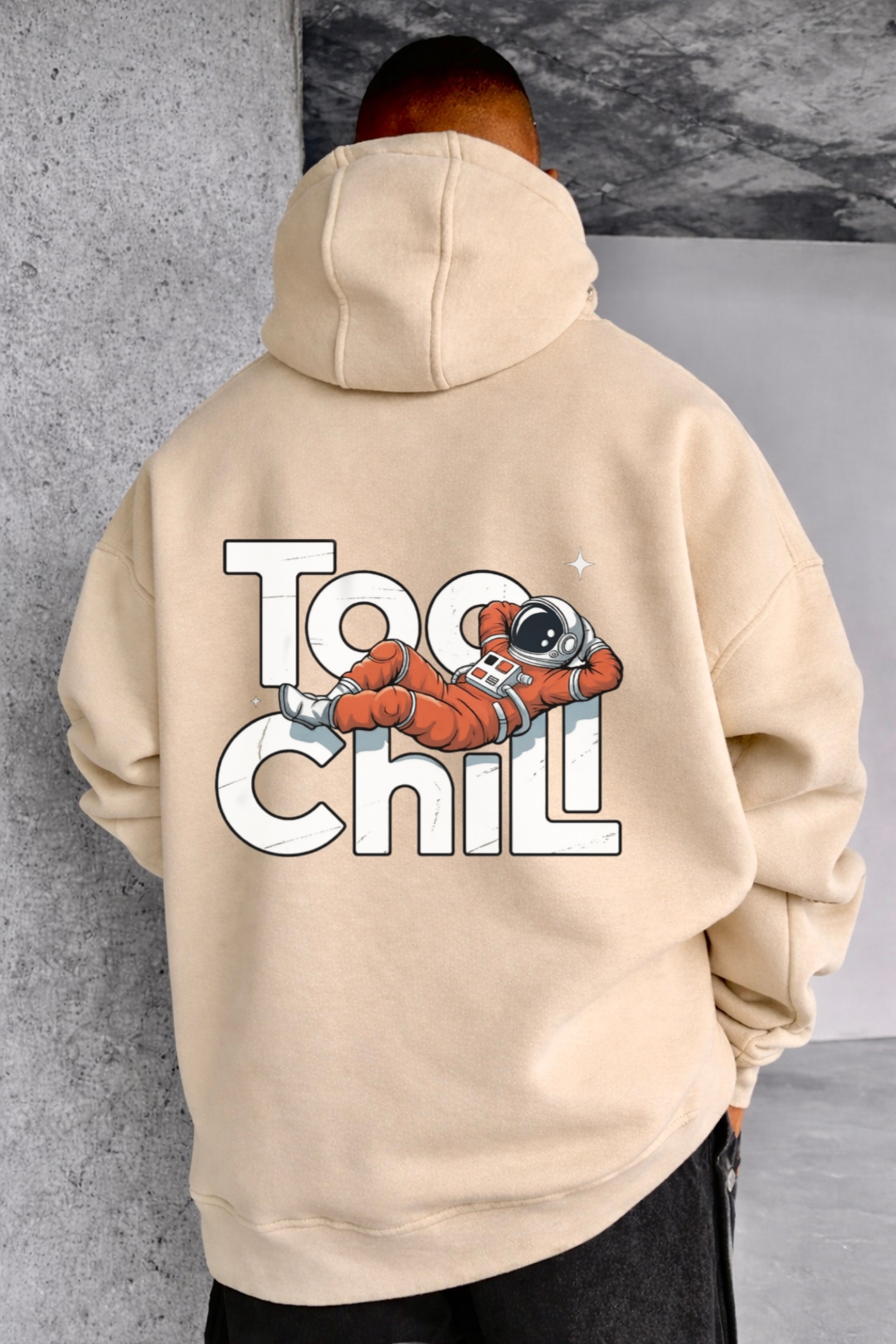 Too Chill Astronaut Designed Oversized Hoodie - Image 4