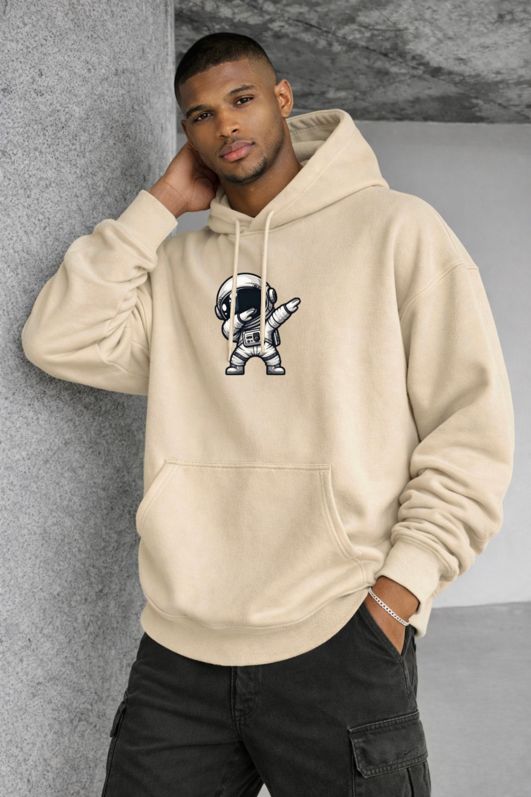 Too Chill Astronaut Designed Oversized Hoodie - Image 3