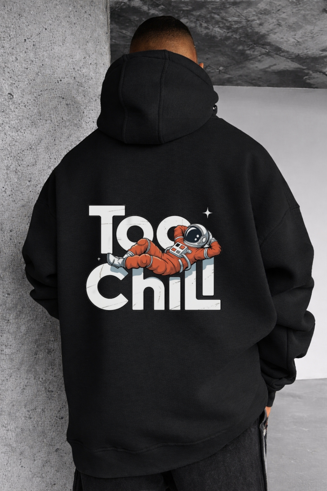 Too Chill Astronaut Designed Oversized Hoodie - Image 8