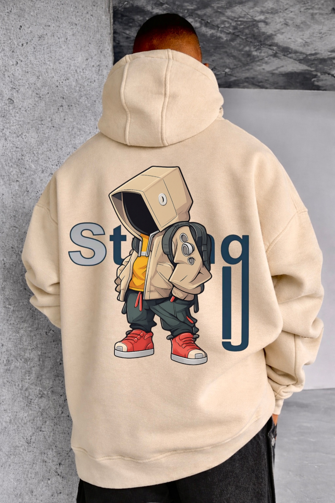 Hooded Introvert Character Designed Oversized Hoodie - Image 12