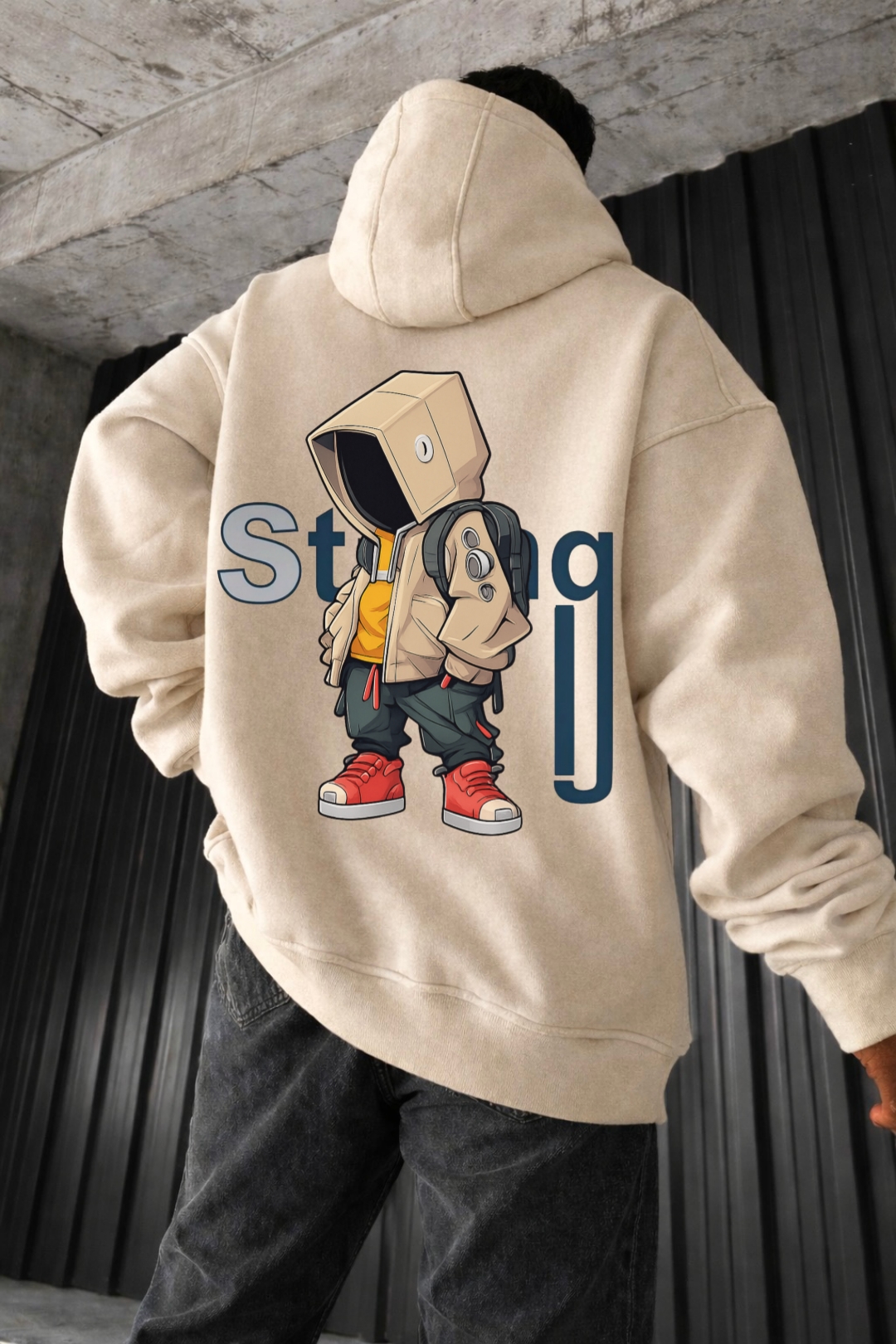 Hooded Introvert Character Designed Oversized Hoodie - Image 10