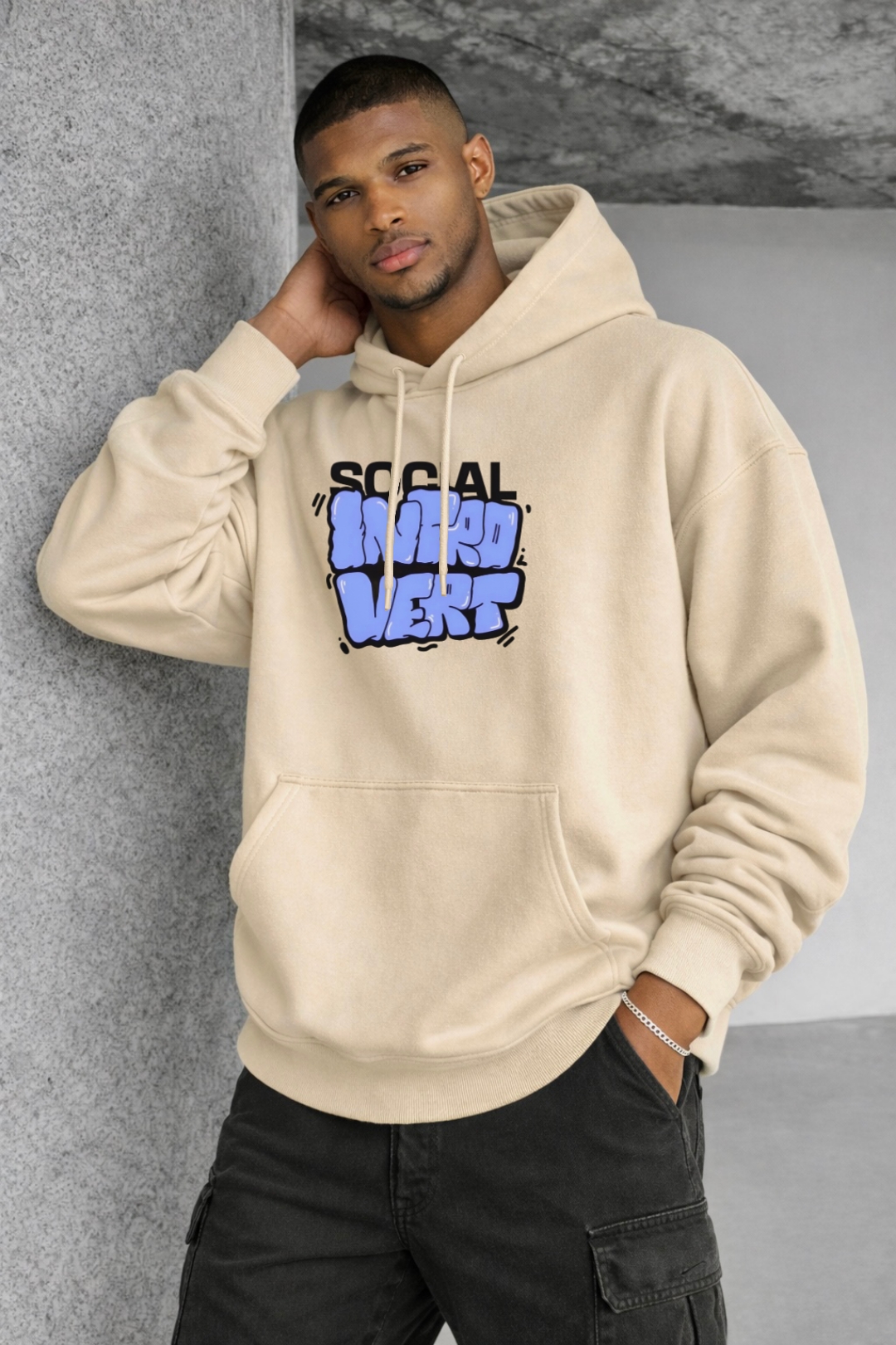 Hooded Introvert Character Designed Oversized Hoodie - Image 11